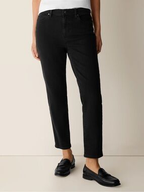 Eileen Fisher Light Black Stretch Straight Jeans Mid-Rise Size 28